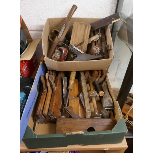 369 - Collection of woodworking tools to include planes etc.