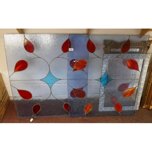 395 - 2 stained glass panels