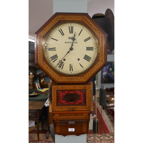 416 - Inlaid wallclock marked Kay, Worcester