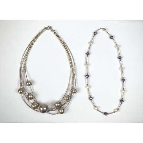 67 - 2 silver necklaces