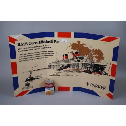 97 - Parker advertising display - Approx size: 72cm x 46cm