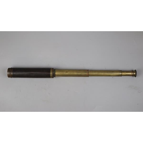 138 - Leather and brass telescope with Luckings catalogue