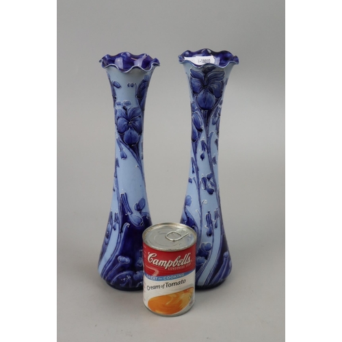 208 - Pair of William Moorcroft Florian Ware vases one with damage - Approx height: 30cm