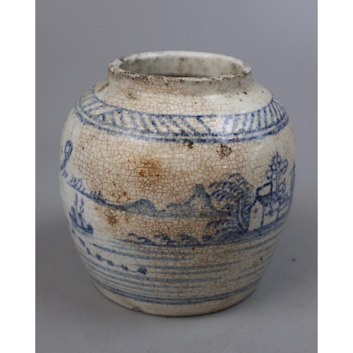 209 - Early blue & white ginger jar