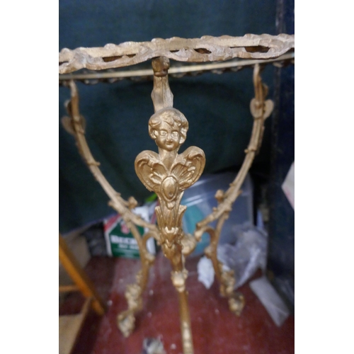 295 - French style gilt metal table with glass top - Approx height: 66cm