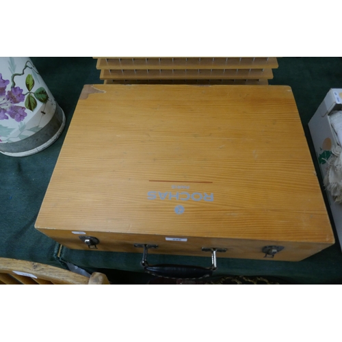 296 - Wooden collectors chest together with a display cabinet