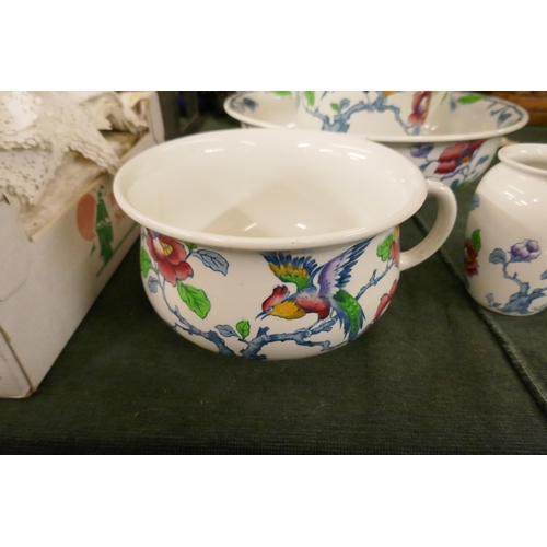 301 - 5 piece decorative Losel ware 'Old Tree' wash set Keeling & Co Burslem late 19th early 20th cent... 