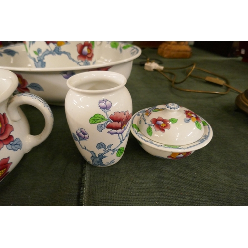 301 - 5 piece decorative Losel ware 'Old Tree' wash set Keeling & Co Burslem late 19th early 20th cent... 