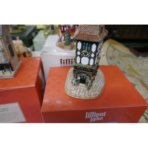 307 - Collection of 9 Lilliput Lane in original boxes together with one without its box