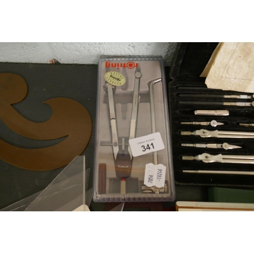 341 - Collection of drafting instruments