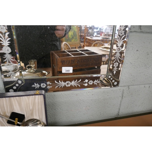 348 - Ornate mirror originally from a fairground living van - Approx L: 115cm W: 44cm and 56cm at widest t... 