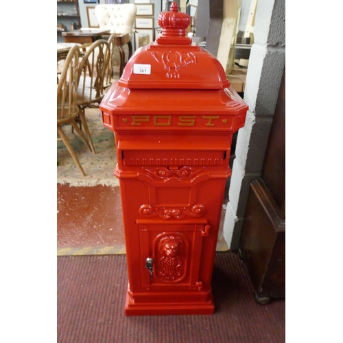 361 - Aluminum postbox - Approx height: 104cm