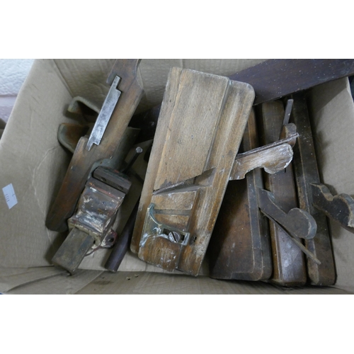 369 - Collection of woodworking tools to include planes etc.