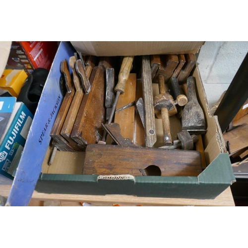 369 - Collection of woodworking tools to include planes etc.