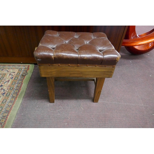 399 - Leather topped piano stool