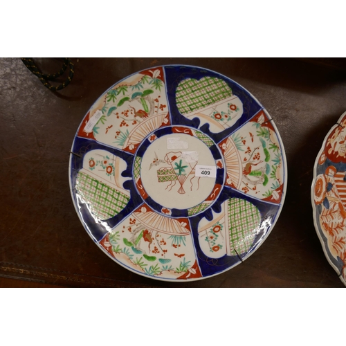 409 - 2 large Imari chargers