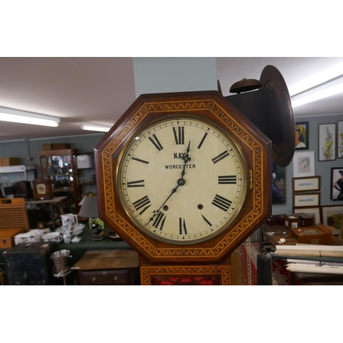 416 - Inlaid wallclock marked Kay, Worcester