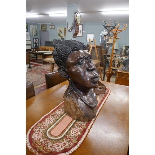 426 - Large carved bust of tribeswoman - Approx height: 56cm