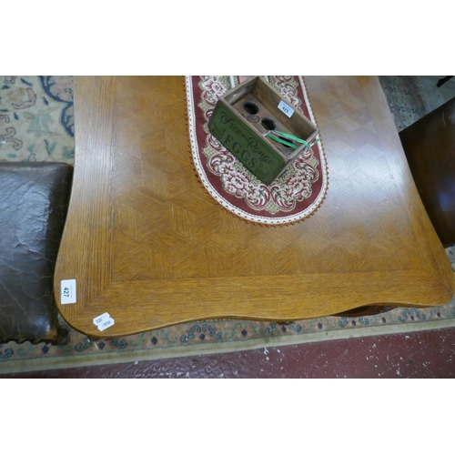 427 - French parquetry top extending dining table