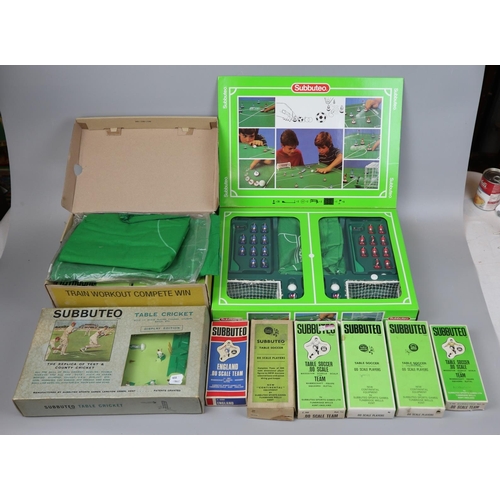 108 - Large collection of Subbuteo to include table cricket display edition