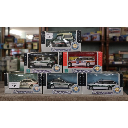 141 - 6 boxed diecast police vehicles by Cararama