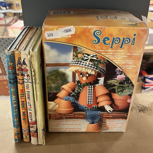 163 - Vintage 'Seppi' terracotta pot creative kit together with 4 Noddy books