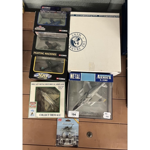 194 - Collection of scale model aircraft to include Franklin Mint, Corgi etc