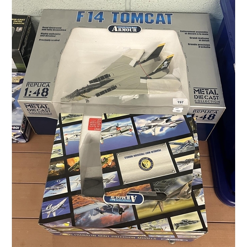 197 - 2 Franklin Mint model airplanes to include a F14 Tomcat replica 1:48 & another