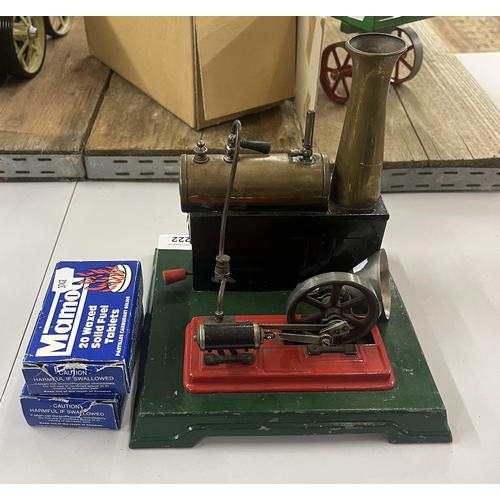 222 - Small stationary engine together with 2 boxes of waxed solid fuel tablets