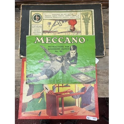 236 - Vintage Meccano set No4 together with a vintage tool set