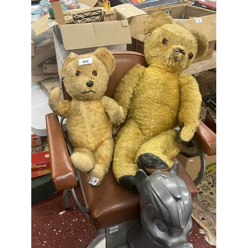 265 - 2 1920's articulated Teddy Bears with growler's - Approx 43cm & 56cm