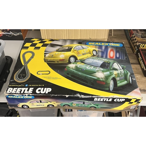 279 - Scalextric Beetle Cup together with accessories and track