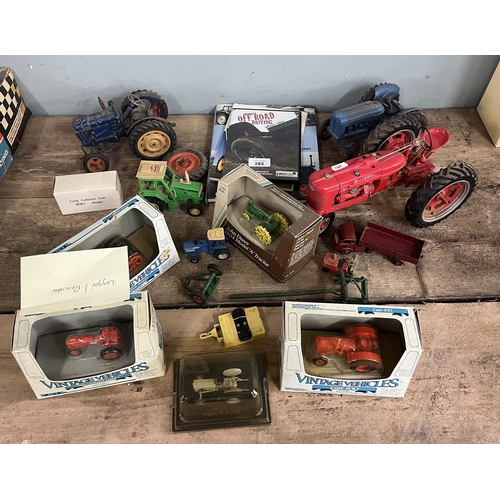 285 - Collection of diecast agricultural vehicles together with books and DVD