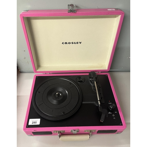 295 - Cased record player, by Crosley