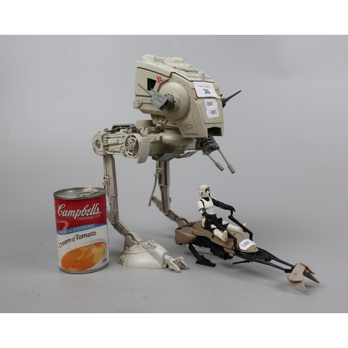30 - Star Wars Imperial AT-ST Scout walker together with speeder bike and pilot
