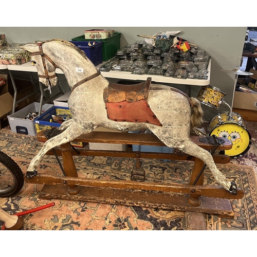 312 - Edwardian period rocking horse by G & J lines Circa 1L: 130cm  H to ear: 107cm  H to saddle seat... 