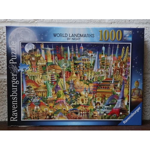 354 - 4 1000 piece jigsaws to include Disney Little Mermaid, Postcard from New York and world landmarks by... 