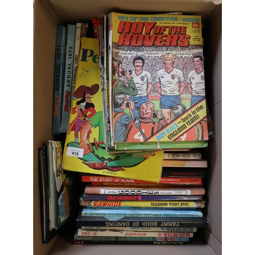 416 - Large collection of vintage annuals to include Blue Peter, Backstreet Kids together with a collectio... 