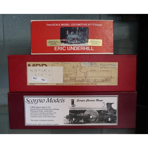 57 - 3 '0' gauge unmade locomotive kits in original boxes to include GWR queen class 222 by Scorpio model... 