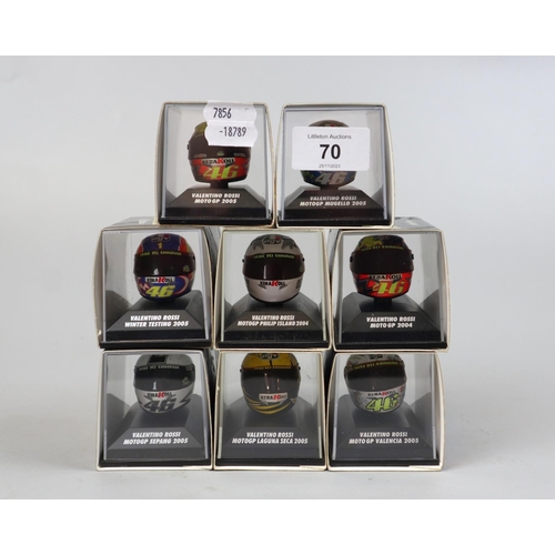 70 - Minichamps Valentino Rossi - 8 helmets 2004 & 2005