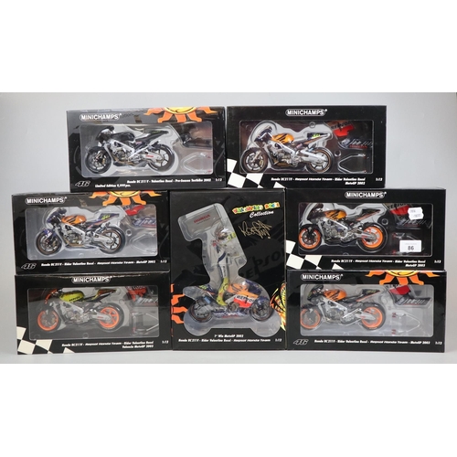 86 - Minichamps Valentino Rossi - Collection of 7 model motorcycles 2002-2003