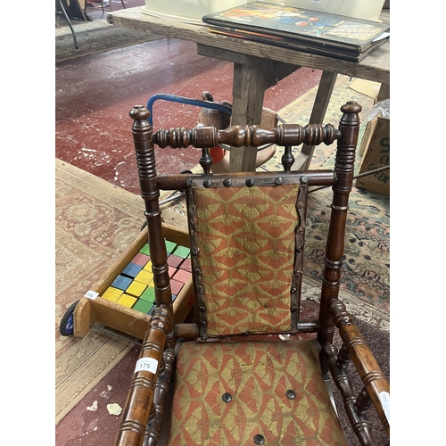 175 - Antique Victorian oak child/doll's American rocking chair