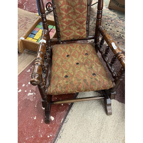 175 - Antique Victorian oak child/doll's American rocking chair