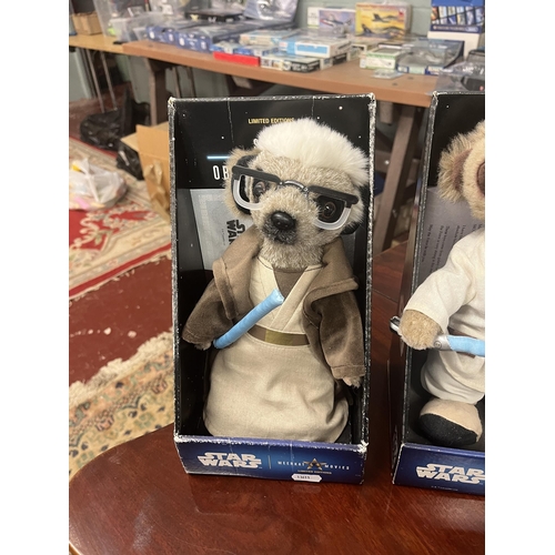 203 - Star Wars Meerkat Movies collectable soft toys in original boxes - Luke, Obi Wan and BB8