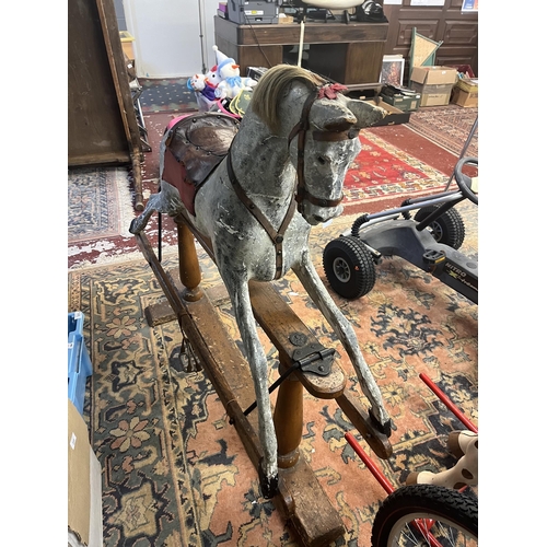 312 - Edwardian period rocking horse by G & J lines Circa 1L: 130cm  H to ear: 107cm  H to saddle seat... 