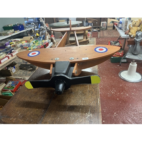 314 - Bespoke wooden rocking aeroplane