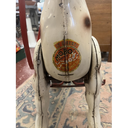 316 - Vintage ride on metal horse by Mobo