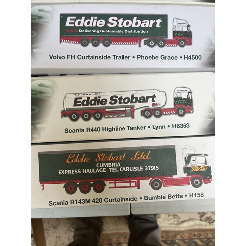 332 - Collection of boxed diecast, Eddie Stobart lorries to include reach stacker