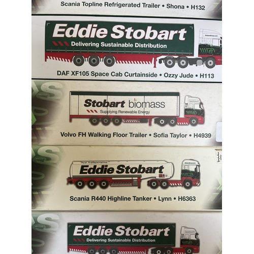 332 - Collection of boxed diecast, Eddie Stobart lorries to include reach stacker