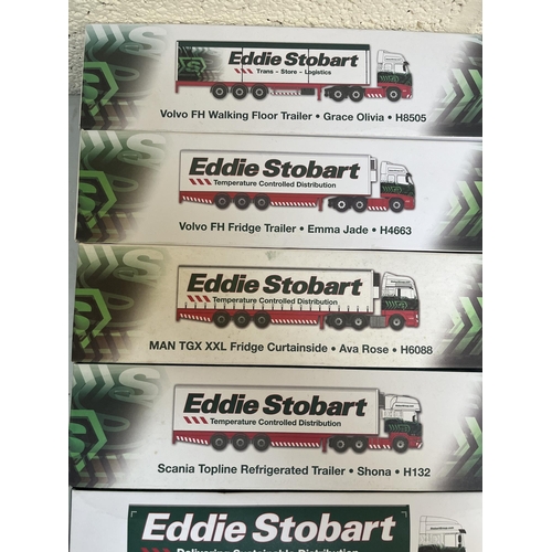 332 - Collection of boxed diecast, Eddie Stobart lorries to include reach stacker